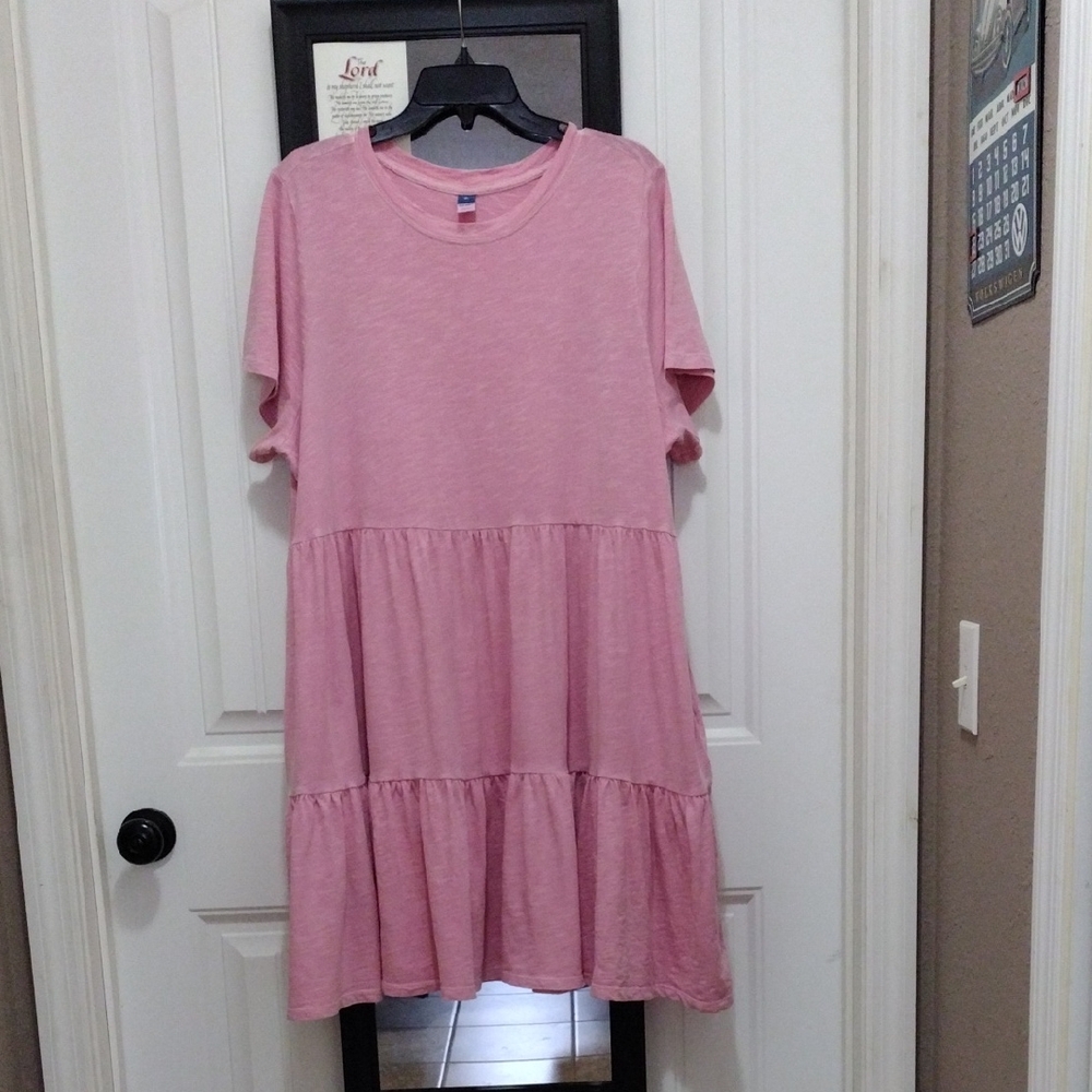 Old Navy Pink Tiered Women's Dress Size XL Comfortable And Soft